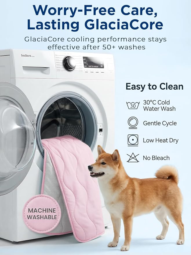 Dog Cooling Mat for Extra Large Dogs, 48"x30" Breathable Self Cooling Crate Mat for Dogs & Cats, QMAX>0.5 Portable Washable Pet Cooling Mat for Dog Bed, Thickened Cool Fiber Indoor/Outdoor Summer,Pink