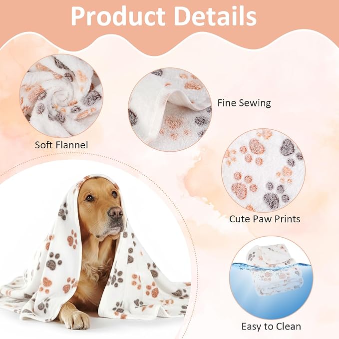 Dog Blankets for Medium Dogs, Cat, Premium Soft Dog Blankets for Small Dog Washable, Puppy Blanket Dogs Essentials for Puppies (1, White, 41" x 30")