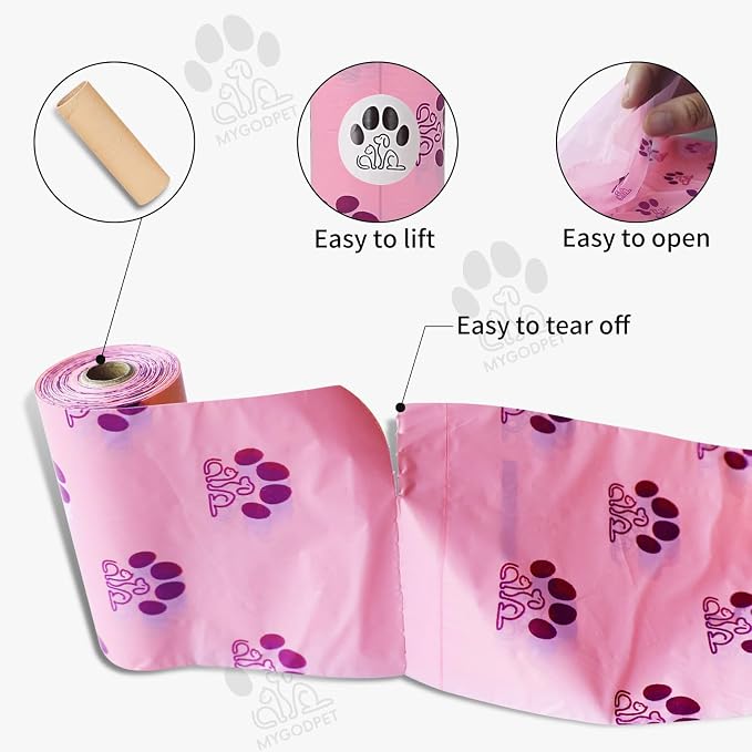 Dog Poop Bags Rolls 300 Count Biodegradable Poop Bags Refills for Dog and Cat Lavender Scented Waste Bag Leak Proof Doggie Poop Bag Doggy Trash Bag Purple