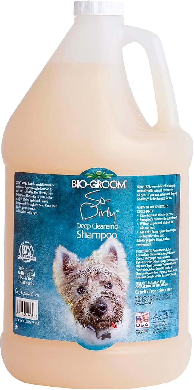 Bio-Groom So-Dirty Dog Shampoo - Quick Rinse Pet Shampoo, Dog Bathing Supplies, Puppy Wash, Dog Grooming Supplies, Cruelty-Free, Made in USA, Shampoo for Smelly Dogs - 1 Gallon