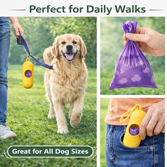 BPI Certified Compostable Dog Poop Bags 300 Count, Extra Thick Leak-Proof Pet Waste Bags, ASTM D6400 Biodegradable, 9 x 13 Inches for Small & Large Dogs