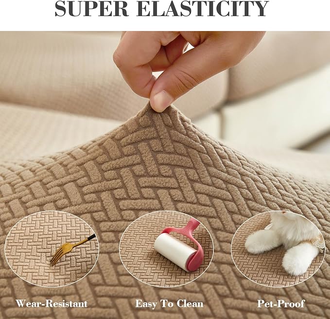 Sofa Covers Couch Covers for Sofa Pet Friendly Couch Cushion Covers Universal Sofa Covers Washable Stretch Slipcovers for Sectional Sofa (Texture Light Coffee,Headrest Cover)