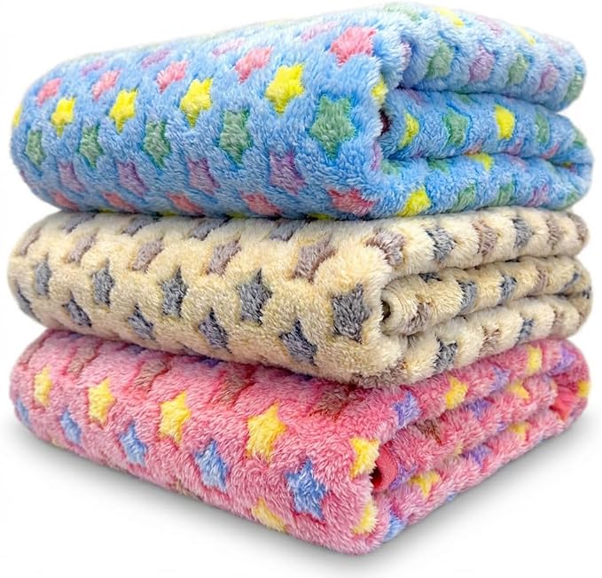 Dog Blankets for Medium Large Dogs, 3 Pack Dog Blanket Washable 60" x 50", Fuzzy Soft Pet Mat Throw Cover for Kennel Crate Bed, Star Blanket. Cat Blanket, Blankets for Dogs, Pet Blanket