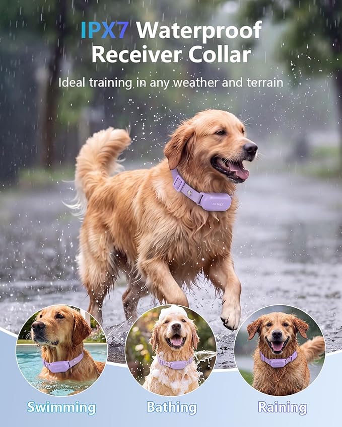 PATPET Shock Collar for Dogs - 4000FT Dog Training Collar with Remote, IPX7 Waterproof 4 Modes(Beep/Vibration/Shock/Safe) Dog Shock Collar, Rechargeable for Small Large Dogs (8-120Lbs) (Purple)