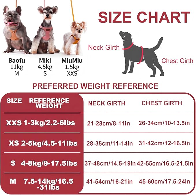 Puppytie Small Dog Harness with Multifunction Dog Leash,Lightweight Soft Adjustable No Choke Escape Proof Pet Harness Vest Pet Harness Vest,red Hawthorn,S