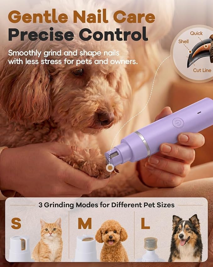 Veeconn Dog Grooming Clippers Kit-Electric Rechargeable Cat Trimmer Tools-Cordless Quiet Pet Nail Paw Grinder-4 in 1 Multifunctional Low Noise Shaver-Razor for feet Face Ears Toenail Eye