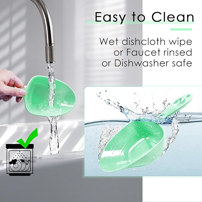 Melamine Pet Food Measuring Scoop, 1 Cup 1/2 Cup 1/4 Cup with Clear Measurement Lines for Dog, Cat, Bird, and Rabbit, Durable, Ergonomic Handle, Dishwasher safe-Green & Purple
