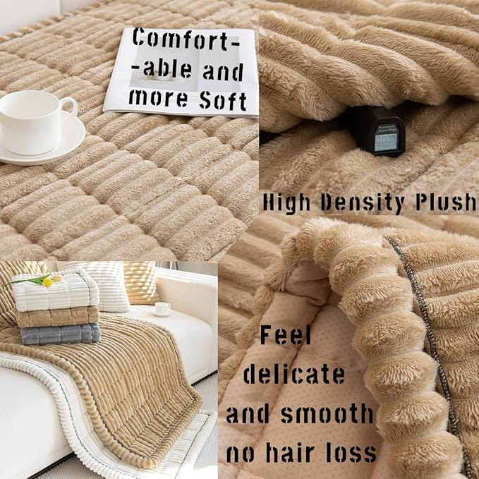 Mitid Sofa Cover Fuzzy Couch Cover for Pet, Couch Covers for Dogs Washable Non-Slip Sofa Slipcover Cushion Protector Pets Friendly Mat