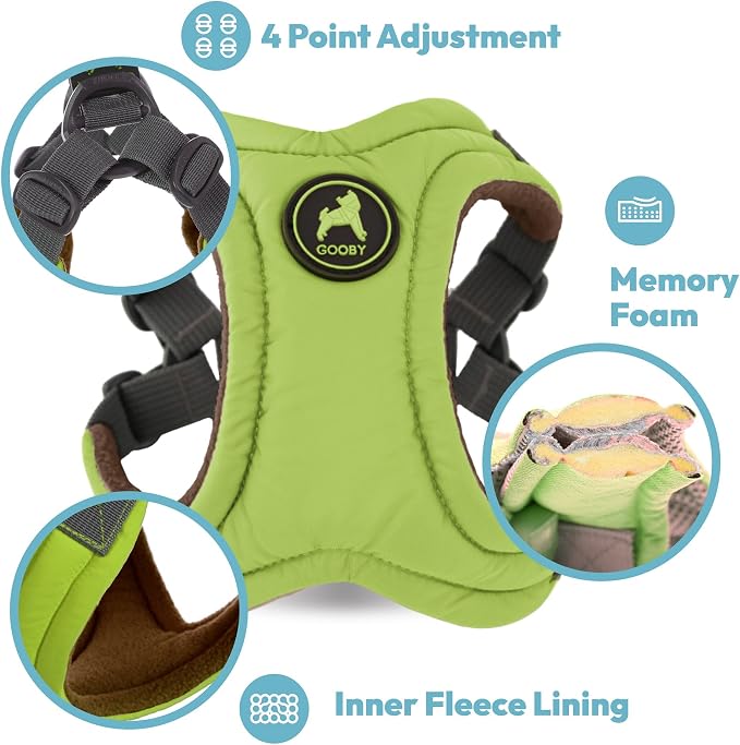 Gooby Escape Free Memory Foam Harness - Blue, Medium - No Pull Step-in Small Dog Harness with Four Point Adjustment - Perfect on The Go Dog Harness for Medium Dogs No Pull and Small Dogs