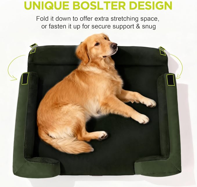 Orthopedic Dog Bed for Medium Large Size Dogs, Memory Foam Pet Couch Sofa with Washable Removable Bolster Cover, 30 x 20