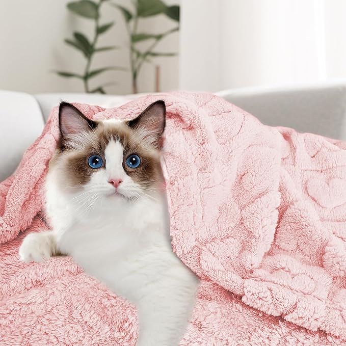 MACEVIA Fluffy Fleece Dog Blankets for Large Dogs,(40x60 Inch, Light Pink) | Warm Soft Washable Pet Bed Cover, Fuzzy Puppy Pets Blanket for Dogs and Cats,Plush Pet Throws for Bed,Couch,Sofa,Travel