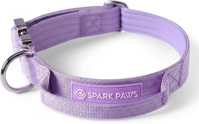 Spark Paws Tactical Dog Collar - Heavy Duty, Premium Quality, Thick and Durable for Large and Medium Dogs - Purple - L - 1.5"