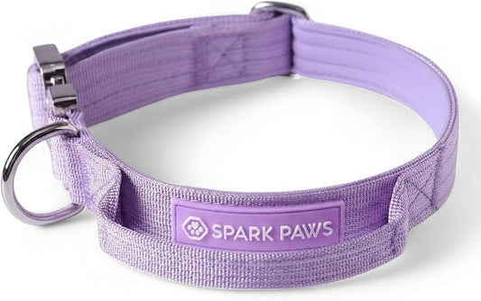 Spark Paws Tactical Dog Collar - Heavy Duty, Premium Quality, Thick and Durable for Large and Medium Dogs - Purple - L - 1.5"