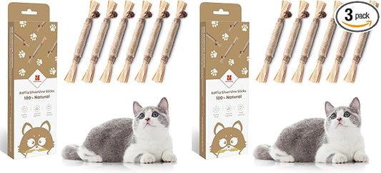Potaroma 3 Pack Natural Silvervine Sticks Cat Toys, Catmint Silvervine Blend Sticks, Catnip Kittens Chew Toys Teeth Cleaning, Matatabi Dental Care Cat Treat Edible Kitty Lick Toys, Package May Vary