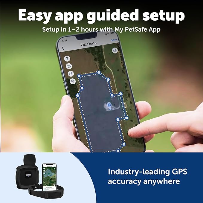 PetSafe Guardian GPS Dog Fence No Subscription Create Your Own Wireless Dog Fence Single-Yard Fence for Yards 3/4 Acres or Larger World's Safest GPS Dog Fence Tech New, Redesigned Collar
