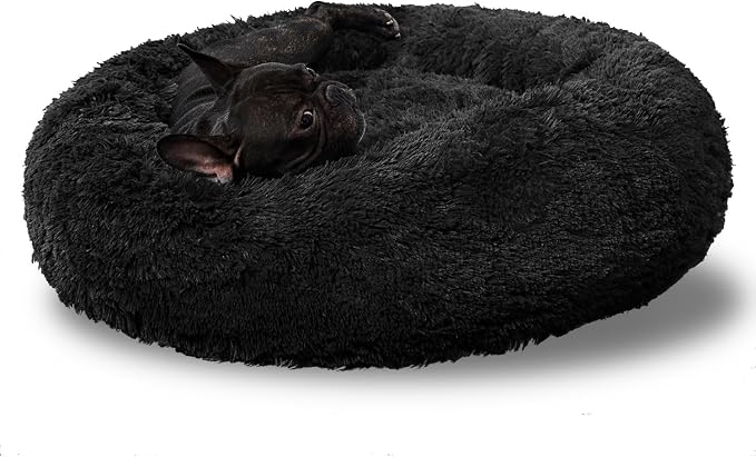 Washable Dog Round Bed - Medium Donut Dog Bed, Comfy Calming Cuddler