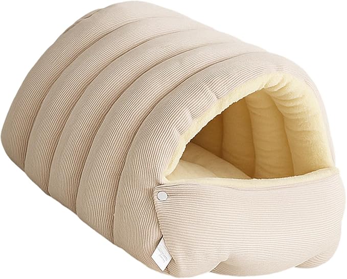 Plush Pet Cave Bed with Removable Cushion, Winter Warm Hideaway for Cats & Dogs, Cozy Washable Safe Haven