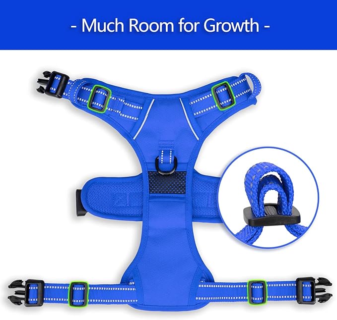 PoyPet No Pull Dog Harness, No Choke Reflective Dog Vest, Adjustable Pet Harnesses with Easy Control Padded Handle for Small Medium Large Dogs(Royal Blue,XS)