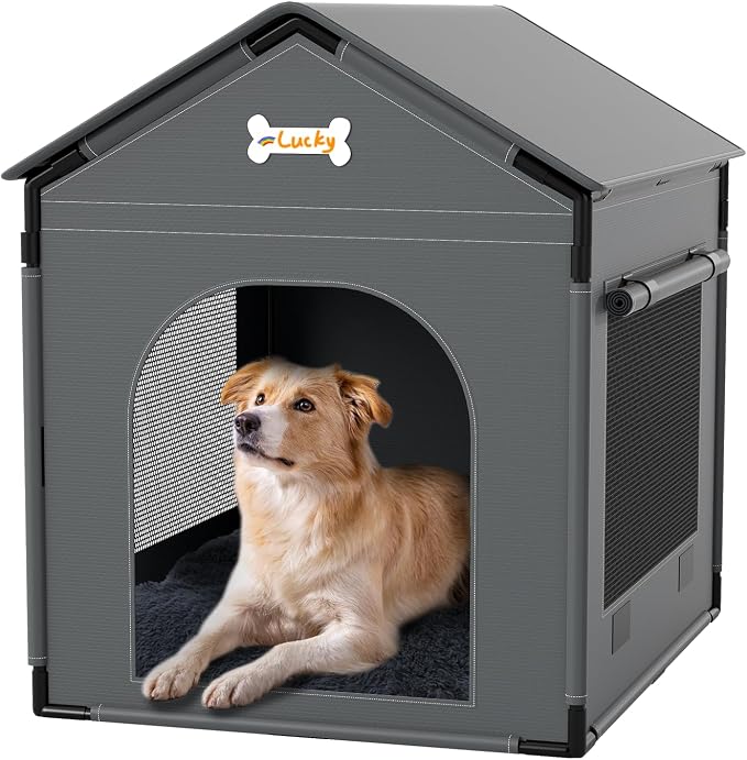 Large Dog House Indoor Outdoor Dog Kennel Bed Mat with Cushion for Small Medium Dogs Cats, Cozy Cooling Cat Nest Puppy Cave Sofa Pet Products Easy Assembly