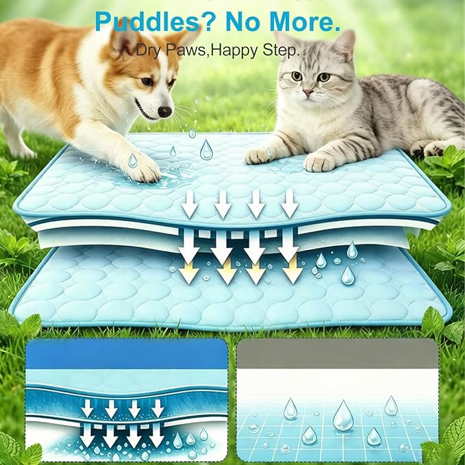 Dog Cooling Mat 39"x59" Q-Max>0.4, Absorbent & Pressure-Activated Self-Cooling, Non-Slip Scratch Resistant, Washable Cooling Mat for Dogs, Cooling Pad for Dog Bed Mats for Car Crate Patio Outdoor