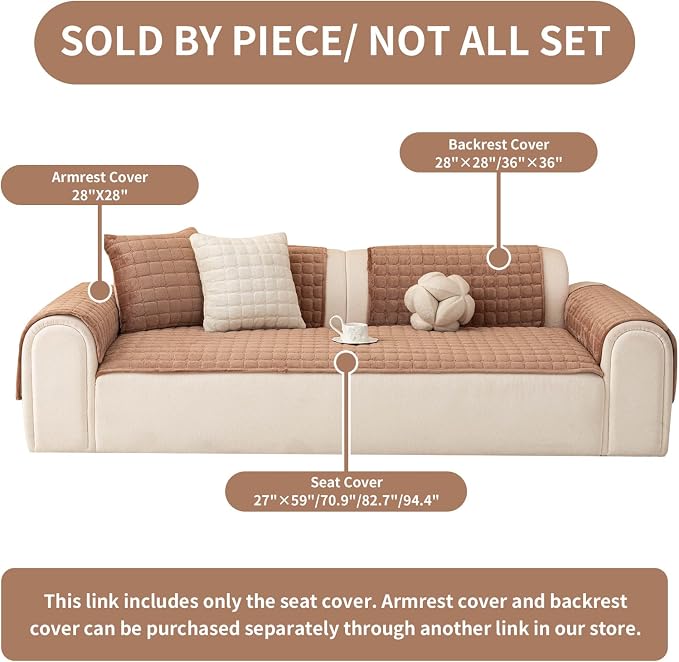 Velvet Couch Covers for Dogs, Dog Sectional Couch Covers, Pet Couchs Cover for Loveseat, Couchs Protector for Dogs, Sectional Sofa Cover for Pet Washable(1PC,Dark Brown,27.6"×59")