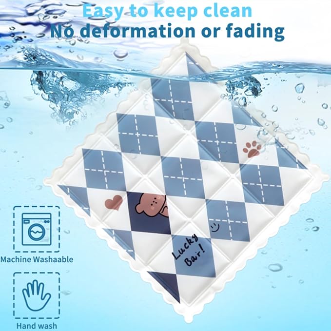 Dog Cooling Mat 13.7” x 13.7” Pet Summer Self-Cooling Pad for Dogs and Cats Non-Toxic Gel No Water or Electricity Needed Easy Washable