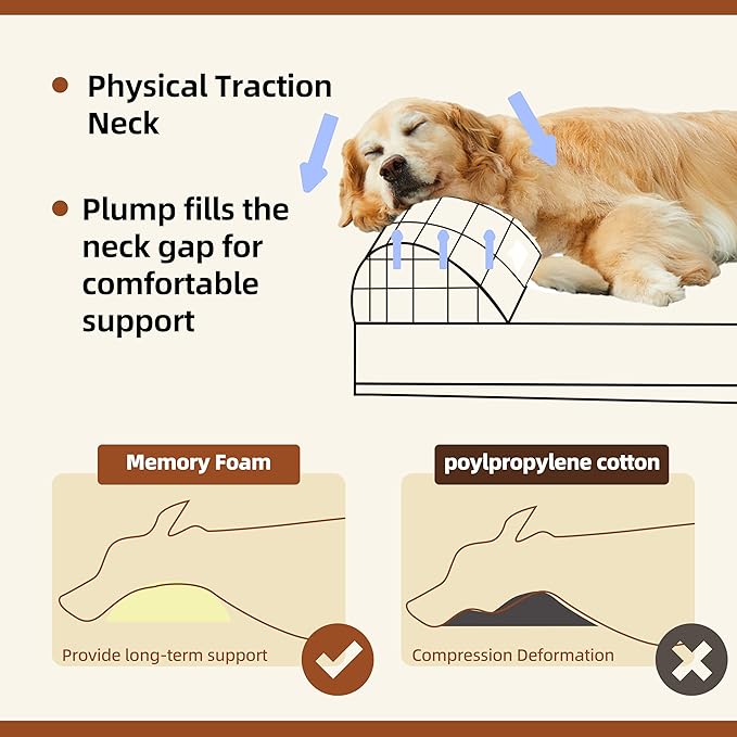 Sytopia XXL 35D Memory Foam Dog Bed for Extra Large Dogs – 7" Thick Orthopedic Pet Couch for Seniors and Big Breeds up to 150 Pounds, with Water-Resistant Liner & Washable Cover – Brown