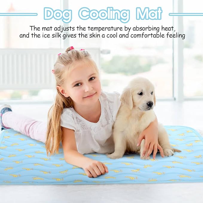 Dog Cooling Mat, Summer Cooling Mat for Dogs, Self Cooling Pad for Small Medium Large Dogs Cats, Non-Toxic Breathable Sleep Bed Summer Pet Bed Puppy Ice Blanket for Kennel Sofa Bed Floor
