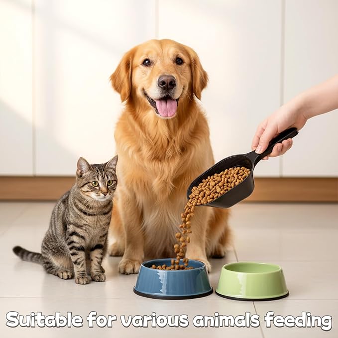 2 Pack Dog Food Scoop 1 Cup Capacity Plastic Pet Food Measuring Scooper with Measuring Lines for Dog Puppy Cat Fish Bird Precise Portion Control Coffee Bean Flour Scoop