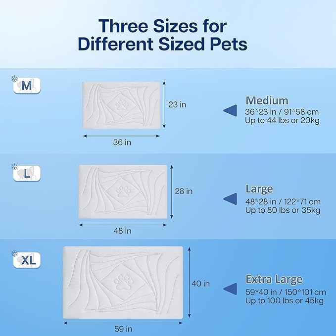 Dog Cooling Mat, 59"x40" Cooling Mat for Large Dogs, Arc-Chill Cold Fabric Delivers Rapid and Lasting Cool (Q-Max>0.5), Portable & Washable Pet Pad for Summer