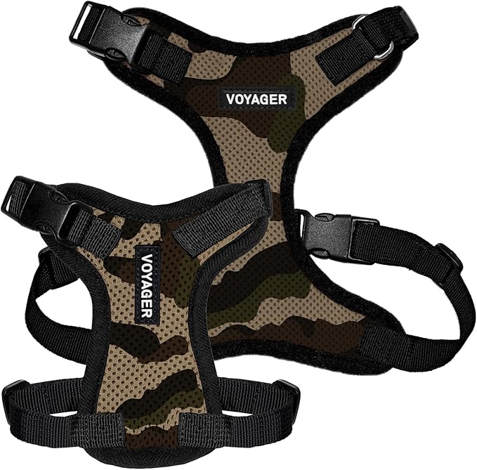 Voyager Step-in Pet Harness - All Weather Mesh, Adjustable Step in Harness for Cats and Dogs by Best Pet Supplies - Army/Black Trim, S