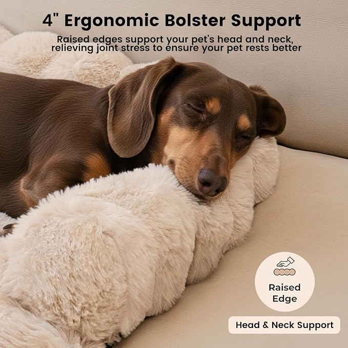 Dog Bed for Couch, Calming Dog Couch Bed for Small Medium Dogs, Fluffy Faux Fur Fuzzy Washable Pet Sofa Covers Protector Mat Pad for Pets Cats Puppy