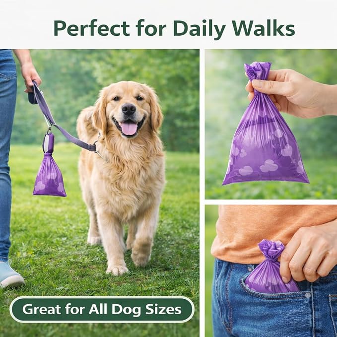 BPI Certified Compostable Dog Poop Bags 120 Count, Extra Thick Leak-Proof Pet Waste Bags, ASTM D6400 Biodegradable, 9 x 13 Inches for Small & Large Dogs