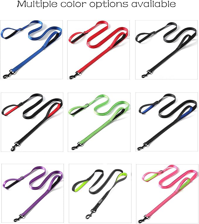 Heavy Duty Dog Leash - 2 Handles by Padded Traffic Handle for Extra Control, 6foot Long - Perfect for Medium to Large Dogs (6 ft, Bright Green)
