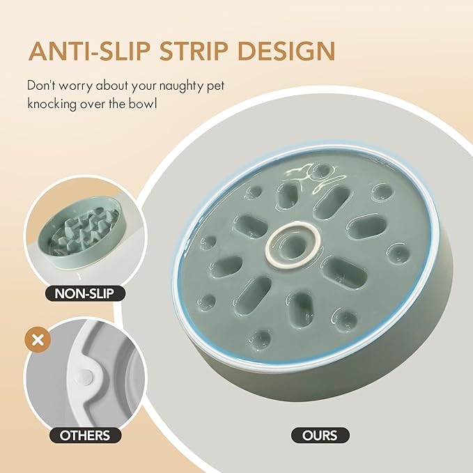 Havniva Ceramic Slow Feeder Dog Bowls, 3.2 Cups Dog Bowl Slow Feeding for Medium and Large Breed, 9.5inch Puzzle Dog Food Bowl Slow Feeder Non-Slip Anti-Gulping and Anti-Choking Reduces Bloating