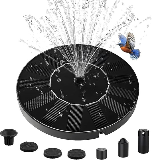 Solar Water Fountain for Bird Bath, 2026 Upgraded Solar Powered Fountain Pump with 6 Nozzle for Outdoor Garden, Pond, Pool, Birdbath