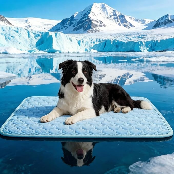 SISROL Cooling Mat for Dogs & Cats, Q-Max>0.5 Arc-Chill Fabric Washable Non-Slip Pet Cooling Pad, Thickened Portable Cooling Bed Mats for Indoor & Outdoor, Small Medium Large Pets