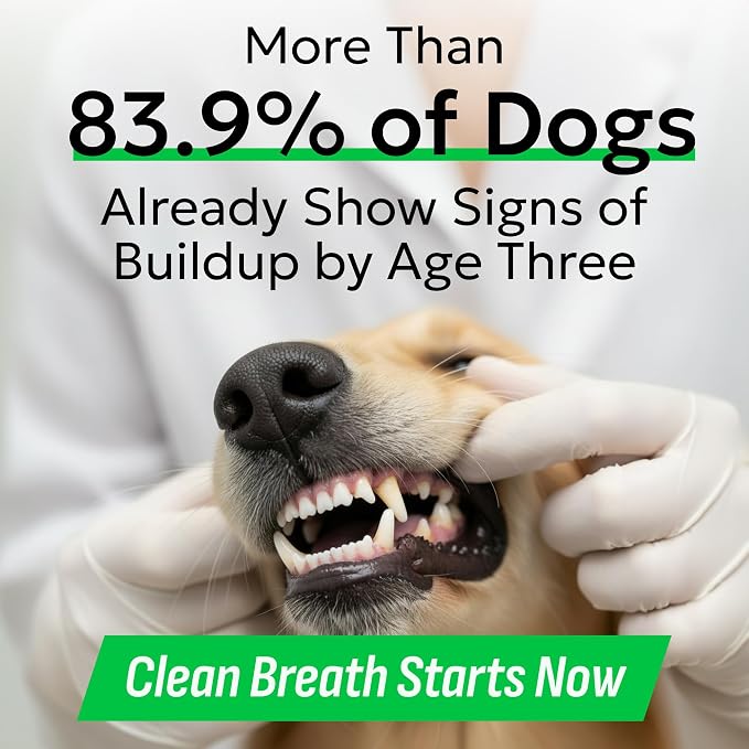 BARK&SPARK Dog Teeth Breath Freshener Chews, Dental Cleaning Treats for Bright Smile - Plaque, Tartar and Bad Breath Advanced Remover for Dogs, Pet Oral Care Bright Co Lab Pro Formula - 90 Servings