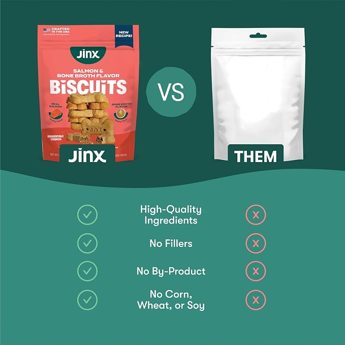 Jinx Oven-Baked Salmon Bone Broth Biscuit Dog Treats - Crunchy, All Natural, Superfood-Rich with High-Protein Salmon, Dog Biscuits for Puppies, Adults & Seniors - 16oz (Pack of 2)
