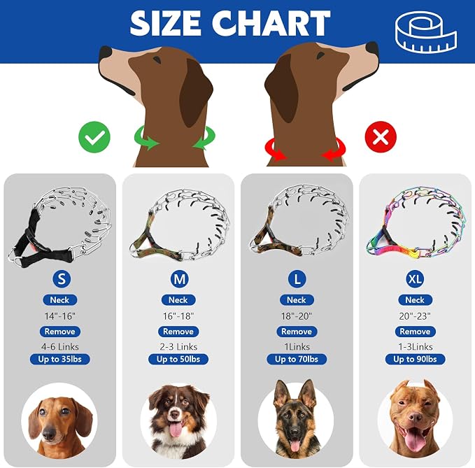 Supet Dog Training Collar, Adjustable Dog Training Collar with Buckle for Small Medium Large Dogs(Packed with One Extra Links)