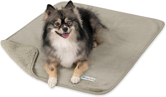 PETAMI Sherpa Fleece Waterproof CAT and Dog Blanket, Taupe, Medium