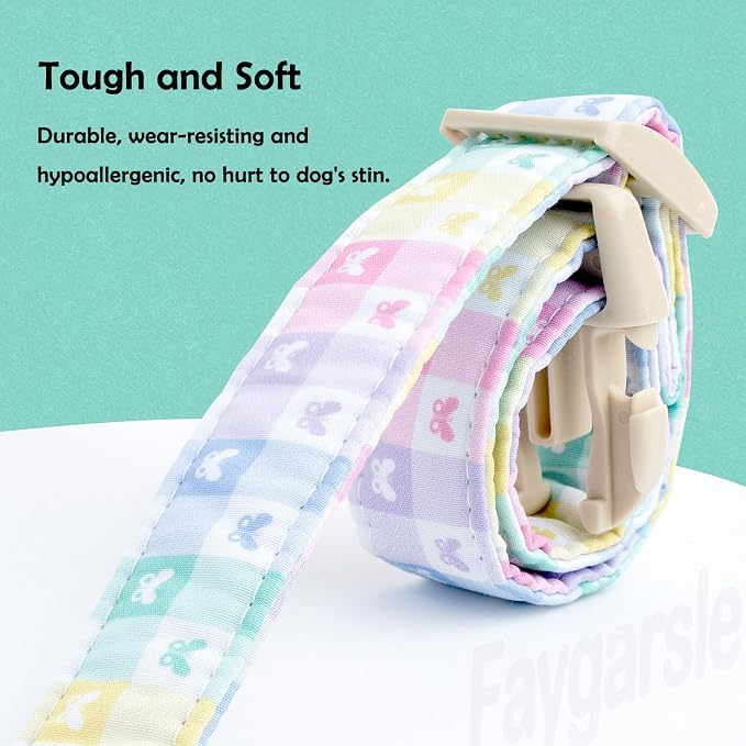 Faygarsle Pastel Butterfly Print Dog Collar, Adjustable with Quick-Release Buckle, Lightweight Summer Design for Small Medium Large Dogs Colorful XS