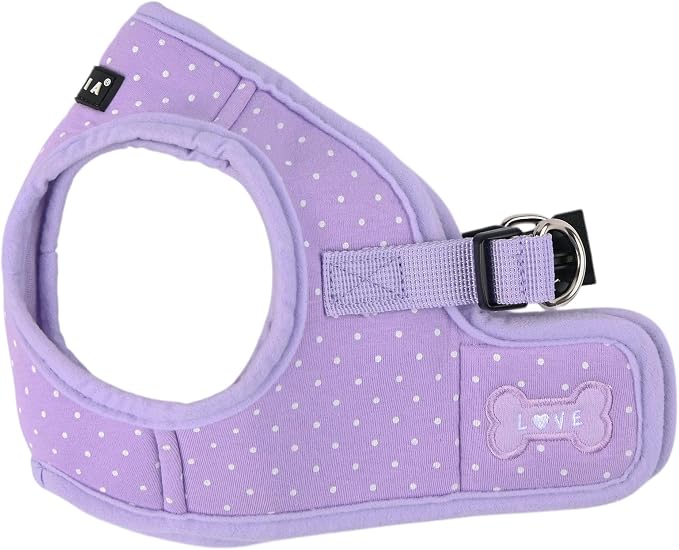 Puppia Dotty Dog Vest Harness B (Step-in) Fashionable Polka Dot Pattern Spring Summer Harness for Small Dogs, Violet, Small