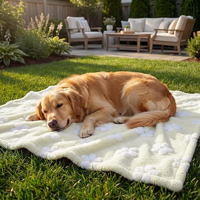 Horaldaily Pets Flannel Blanket, Beige Flowers 3D Textured Soft Fuzzy Fluffy Plush Cozy Fleece Premium Blankets for Dog Cat Puppy Kitten Couch Protection, 16x23