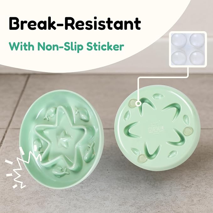 3 Pcs Cat Slow Feeder Bowl – Whisker Friendly Melamine Puzzle Feeding Cat Bowl for Slow Eating – Wet & Dry Food – Dishwasher Safe, Lightweight, Non-Slip (Shell White + Seafoam Green + Buttercream