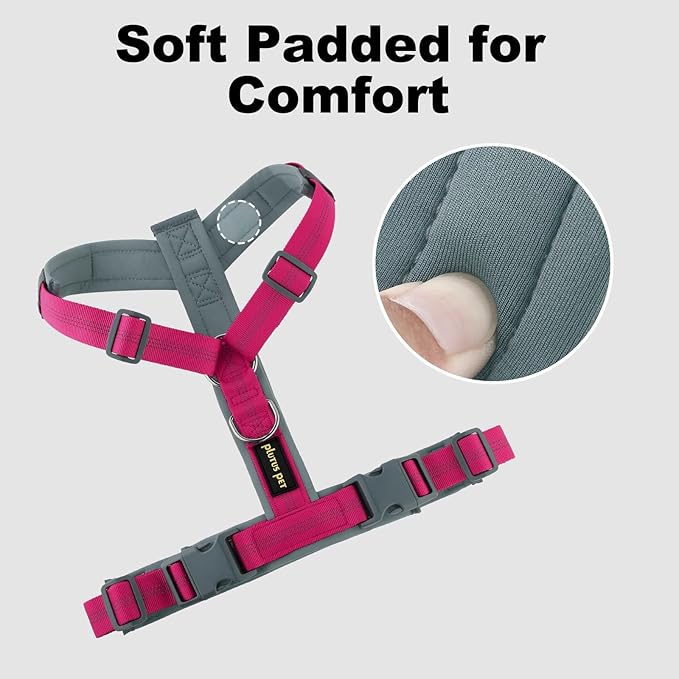 Plutus Pet No Pull Dog Harness, Adjustable Nylon Harness with Soft Padding, Reflective and Heavy Duty Dog Harness for Small, Medium, Large Dogs(Hot Pink, XS)
