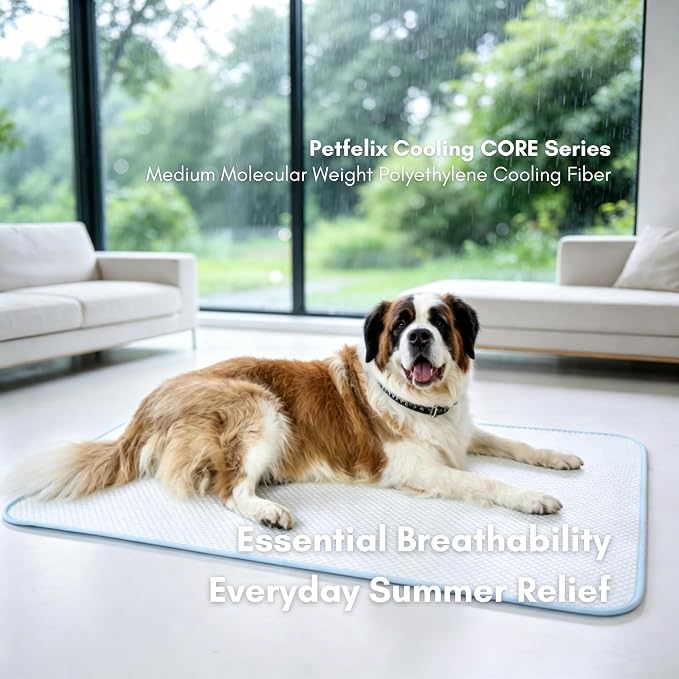 petfelix Dog Cooling Mat, Cooling Dog Bed and Cooling Pad for Dog with Qmax 0.4 Yarn, Breathable 3D Airflow Layers, Machine Washable Non Slip Base for Pets, Blue, XXL, 55"*36"