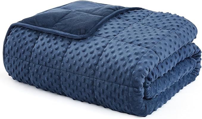 L'AGRATY Weighted Blanket for Adult - 48"x72" 15lbs Minky Dots Heavy Blanket with Glass Beads Soft Breathable for All-Season Summer Fall Winter Thick Comfort for Sleeping