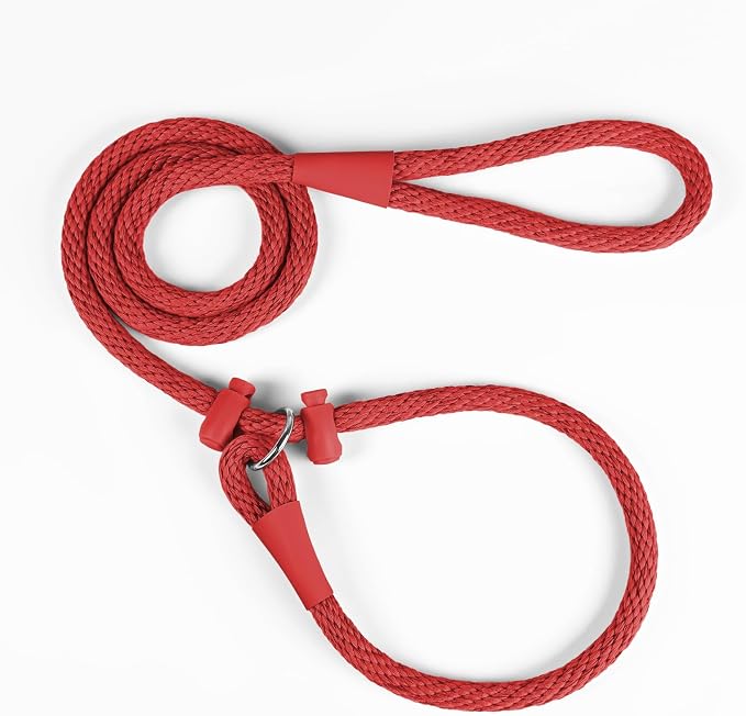 Lynxking Dog Leash Slip Lead Reflective Breathable Rope Comfortable Strong No Pull Slip On Pet Training Lead for Dogs (Red, Small 3/8 inch x 6ft)