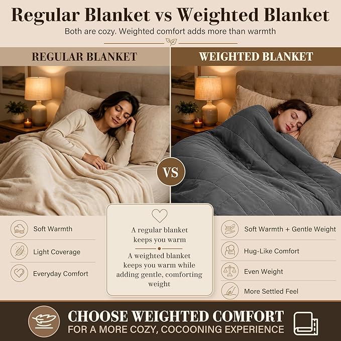 L'AGRATY Weighted Blanket 20lbs 80x87 Cooling Breathable Heavy Blanket with Glass Beads for Adult All-Season